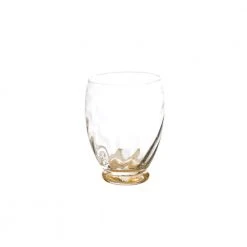 Elisa Water Glass - Clear with Gold Accent | Stemless Wine Glass by Abigails