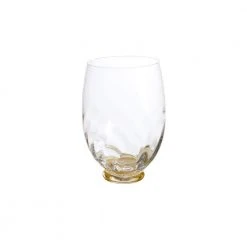 Elisa White Wine Stemless Wine Glass, Clear with Gold by Abigails - Elegant and Modern Stemware