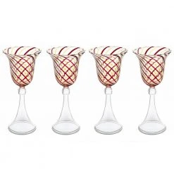 Red and Yellow Swirl Wine Glass Set of 4, 6 oz. - Elegant White Wine Glasses by Abigails