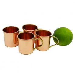 2 oz. 100% Copper Mini Mule Mug Shot Glass Set of 4 - Ideal for Tequila and Other Shots by Alchemade