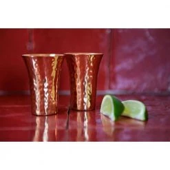 2 oz. 100% Pure Hammered Copper Shot Glass Set of 2 - Perfect Cocktail Jigger for Home Bar by Alchemade -Drinkware Shop alchemade shot glasses alch 10205 fa 1000