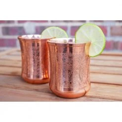 12 oz. 100% Pure Copper Mint Julep Tumbler Cups with Etched Floral Design - Alchemade -Drinkware Shop alchemade shot glasses alch 1817 1f 1000