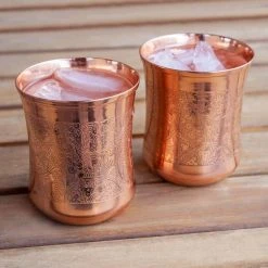 12 oz. 100% Pure Copper Mint Julep Tumbler Cups with Etched Floral Design - Alchemade -Drinkware Shop alchemade shot glasses alch 1817 44 1000