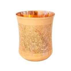 12 oz. 100% Pure Copper Mint Julep Tumbler Cups with Etched Floral Design - Alchemade