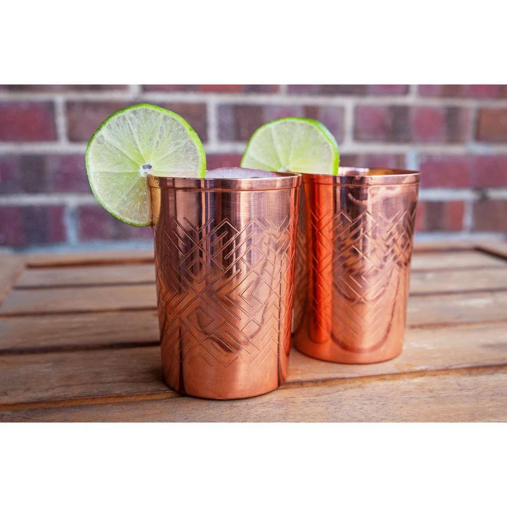 Alchemade 12 oz. 100% Pure Copper Mint Julep Tumbler Cups with Etched Geometric Design - Elegant Cocktail Glasses 4 Alchemade 12 oz. 100% Pure Copper Mint Julep Tumbler Cups with Etched Geometric Design - Elegant Cocktail Glasses - Image 4