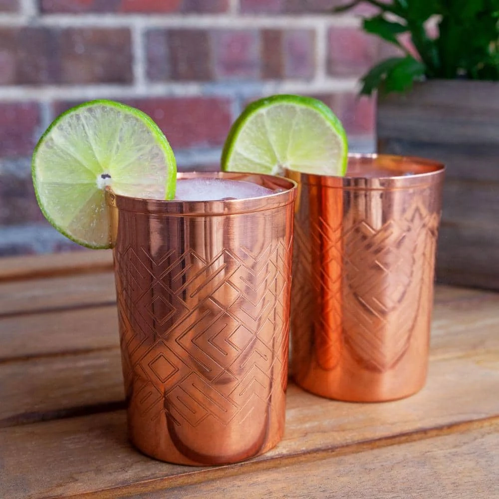 Alchemade 12 oz. 100% Pure Copper Mint Julep Tumbler Cups with Etched Geometric Design - Elegant Cocktail Glasses 5 Alchemade 12 oz. 100% Pure Copper Mint Julep Tumbler Cups with Etched Geometric Design - Elegant Cocktail Glasses - Image 5