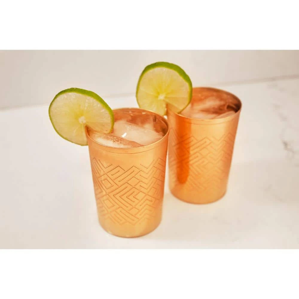 Alchemade 12 oz. 100% Pure Copper Mint Julep Tumbler Cups with Etched Geometric Design - Elegant Cocktail Glasses 3 Alchemade 12 oz. 100% Pure Copper Mint Julep Tumbler Cups with Etched Geometric Design - Elegant Cocktail Glasses - Image 3