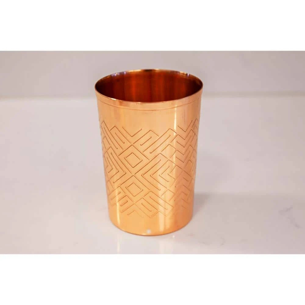 Alchemade 12 oz. 100% Pure Copper Mint Julep Tumbler Cups with Etched Geometric Design - Elegant Cocktail Glasses 2 Alchemade 12 oz. 100% Pure Copper Mint Julep Tumbler Cups with Etched Geometric Design - Elegant Cocktail Glasses - Image 2