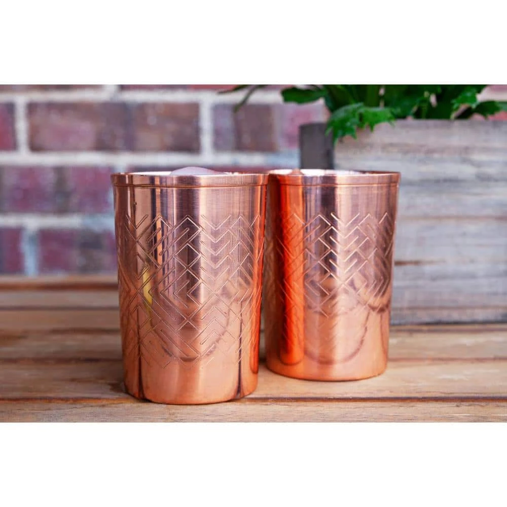 Alchemade 12 oz. 100% Pure Copper Mint Julep Tumbler Cups with Etched Geometric Design - Elegant Cocktail Glasses 6 Alchemade 12 oz. 100% Pure Copper Mint Julep Tumbler Cups with Etched Geometric Design - Elegant Cocktail Glasses - Image 6