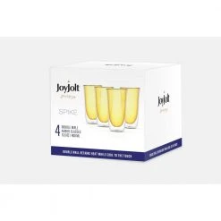 JoyJolt Spike 13.5 oz. Borosilicate Glass Amber Colored Double Wall Highball Drinking Glass Set (Set of 4) -Drinkware Shop amber joyjolt highball glasses jg10263 44 1000