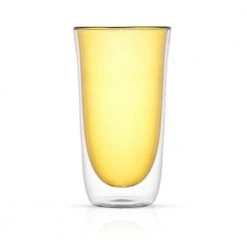 JoyJolt Spike 13.5 oz. Borosilicate Glass Amber Colored Double Wall Highball Drinking Glass Set (Set of 4) -Drinkware Shop amber joyjolt highball glasses jg10263 4f 1000