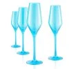 Artland Turquoise Champagne Flutes (Set of 4) - 8 oz. Elegant Wine Glasses