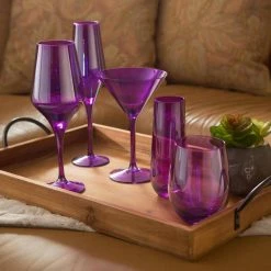 Artland 9 oz. Stemless Champagne Flutes in Purple (Set of 4) - Elegant Wine Glasses -Drinkware Shop artland champagne glasses 12535b 4f 1000