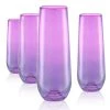 Artland 9 oz. Stemless Champagne Flutes in Purple (Set of 4) - Elegant Wine Glasses
