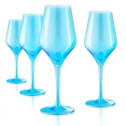 16 oz. Turquoise Goblet Red Wine Glasses (Set of 4) - Elegant Artland Drinking Glasses
