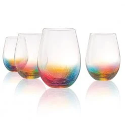 Artland Neon 19 oz. Stemless Glass Set (4-Piece) - Stylish & Durable Wine Glasses -Drinkware Shop artland stemless wine glasses 14902b 4f 1000