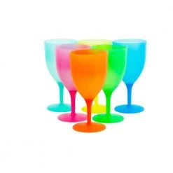 14 oz. Colorful Plastic Reusable Water Goblets (Set of 6) by LEXI HOME - Durable & Vibrant Drinking Glasses