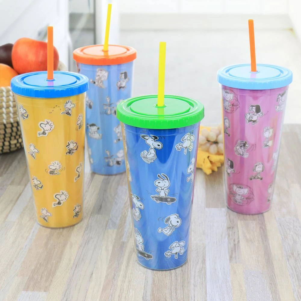 Peanuts 70th Anniversary 23.6 fl. oz. Plastic Tumbler Set with Lids and Straws - Assorted Colors 8 Peanuts 70th Anniversary 23.6 fl. oz. Plastic Tumbler Set with Lids and Straws - Assorted Colors - Image 8