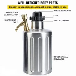 64 oz. Mini Keg Portable Beer Growler with Tap Faucet | Stainless Steel Pressurized Growler by Yardreeze -Drinkware Shop beer growlers fsjt ra 100701 76 1000