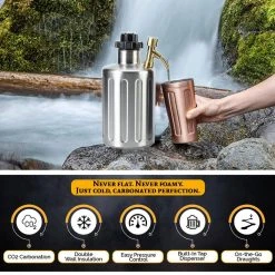 64 oz Stainless Steel Adjustable Pressure Beer Mini Keg with Tap Faucet - Unbranded Beer Growler 10 64 oz Stainless Steel Adjustable Pressure Beer Mini Keg with Tap Faucet - Unbranded Beer Growler -Drinkware Shop beer growlers geht cyd0 rieu 1f 1000