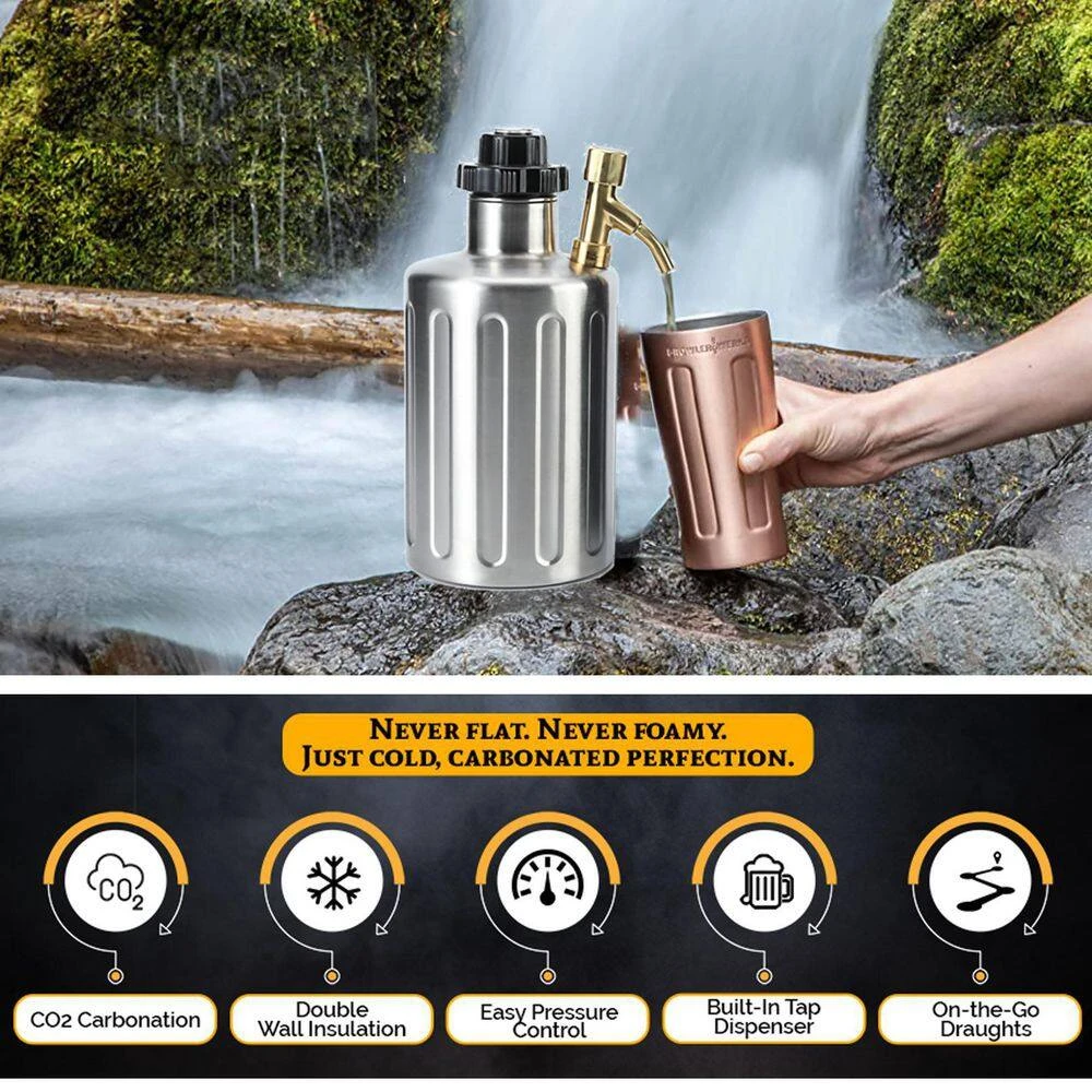 64 oz Stainless Steel Adjustable Pressure Beer Mini Keg with Tap Faucet - Unbranded Beer Growler 4 64 oz Stainless Steel Adjustable Pressure Beer Mini Keg with Tap Faucet - Unbranded Beer Growler - Image 4