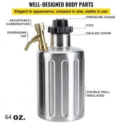 64 oz Stainless Steel Adjustable Pressure Beer Mini Keg with Tap Faucet - Unbranded Beer Growler 9 64 oz Stainless Steel Adjustable Pressure Beer Mini Keg with Tap Faucet - Unbranded Beer Growler -Drinkware Shop beer growlers geht cyd0 rieu 4f 1000