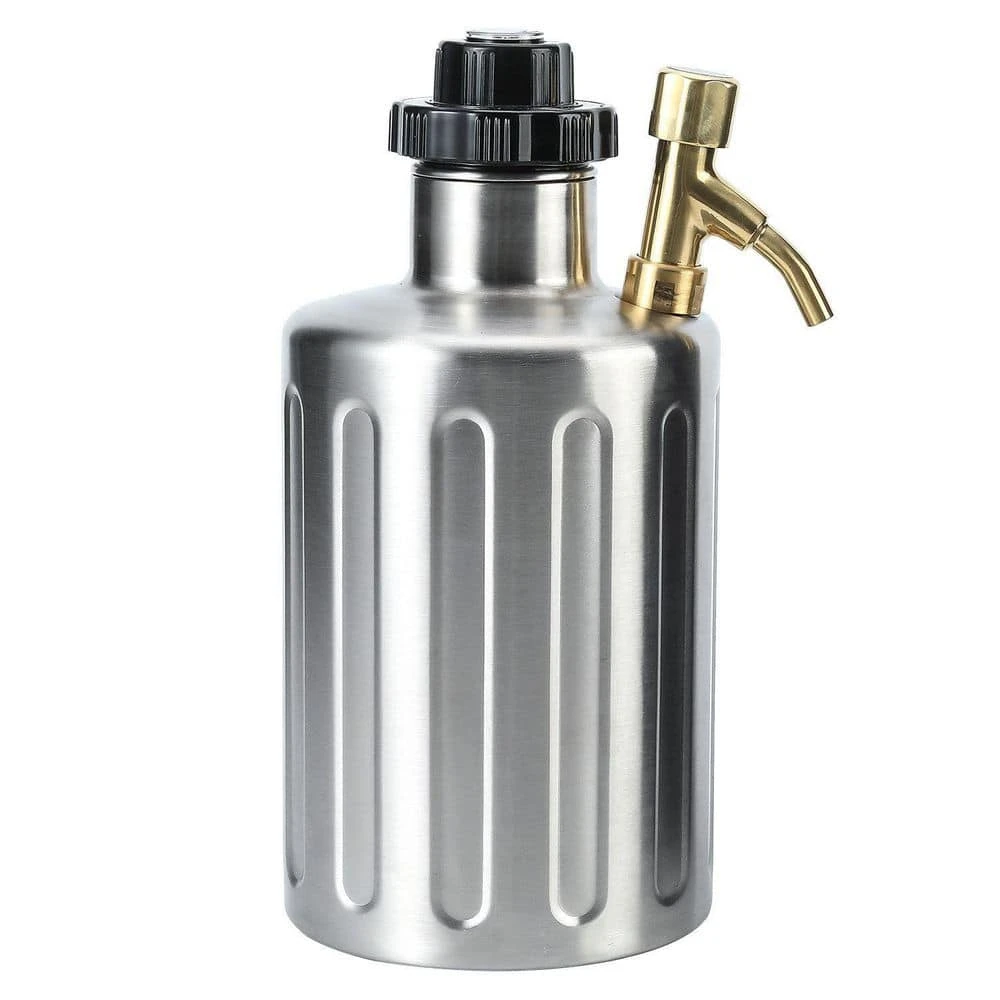 64 oz Stainless Steel Adjustable Pressure Beer Mini Keg with Tap Faucet - Unbranded Beer Growler 1 64 oz Stainless Steel Adjustable Pressure Beer Mini Keg with Tap Faucet - Unbranded Beer Growler