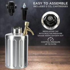 64 oz Stainless Steel Adjustable Pressure Beer Mini Keg with Tap Faucet - Unbranded Beer Growler 12 64 oz Stainless Steel Adjustable Pressure Beer Mini Keg with Tap Faucet - Unbranded Beer Growler -Drinkware Shop beer growlers geht cyd0 rieu fa 1000