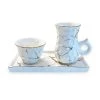 White Porcelain Tea Set Textured with Gold Speckles | Elegant Tea Ceremony Set | C T Classic Touch