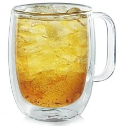Casa Bellante Tivoli Double-Wall 12 oz. Clear Glass Coffee Mug Set (2-Pack) - Insulated, Durable, and Stylish -Drinkware Shop casa bellante drinking glasses sets cb tivoli 1f 1000