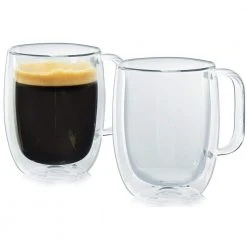 Casa Bellante Tivoli Double-Wall 12 oz. Clear Glass Coffee Mug Set (2-Pack) - Insulated, Durable, and Stylish -Drinkware Shop casa bellante drinking glasses sets cb tivoli 4f 1000