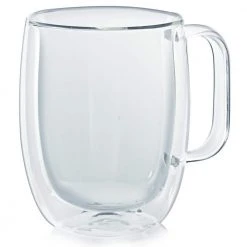 Casa Bellante Tivoli Double-Wall 12 oz. Clear Glass Coffee Mug Set (2-Pack) - Insulated, Durable, and Stylish