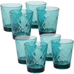 15 oz. Teal Old Fashion Glass Set - 8-Piece Elegant Drinking Glasses by Certified International