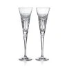 WATERFORD Gift of Love Times Square 4.73 oz. Crystal Clear Flute (Set of 2) - Elegant Champagne Glasses