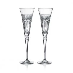 WATERFORD Gift of Love Times Square 4.73 oz. Crystal Clear Flute (Set of 2) - Elegant Champagne Glasses
