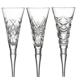 WATERFORD Winter Wonders 6.76 oz. Clear Crystal Champagne Flute Glasses - Mixed Patterns Year 1-6 (Set of 6) -Drinkware Shop champagne glasses 1064627 4f 1000
