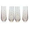 10.5 oz. Champagne Stemless Flute with Gold Confetti Decal (Set of 4) - Elegant Party Glasses by Circleware