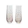 10.5 oz. Champagne Stemless Flutes with Gold Confetti Decal - Set of 2