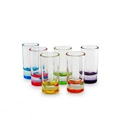 1.2 oz. Assorted Color Shot Glasses for Whiskey, Tequila (Set of 6) - Circleware Drinkware