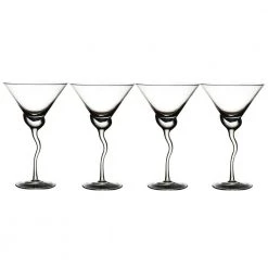 Abigails Martini 13 oz. Glass with Wave Stem - Set of 4 Elegant Cocktail Glasses
