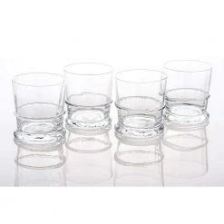 Lionshead Double Old-Fashioned Glass Set of 4 - Elegant Whiskey Glasses with Rope Detail by Abigails