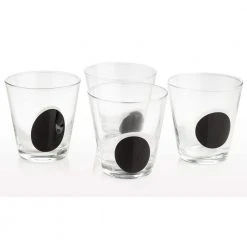 8 oz. Clear DOF with Black Dot Whiskey Glasses (Set of 4) by Abigails - Elegant Cocktail Glasses