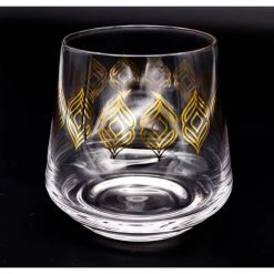 Alchemade 16 oz. Whiskey Glasses with Metallic Design - Set of 2 (Old Fashioned, Manhattan, Bourbon, Scotch) -Drinkware Shop clear alchemade whiskey glasses alch 3502 1f 1000