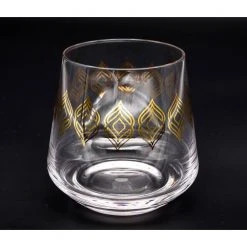Alchemade 16 oz. Whiskey Glasses with Metallic Design - Set of 2 (Old Fashioned, Manhattan, Bourbon, Scotch) -Drinkware Shop clear alchemade whiskey glasses alch 3502 4f 1000