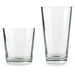 Circleware Drinkware Glassware Entertaining Set of 16 - 8 Hi-Ball 15.75 oz. & 8 DOF 12.5 oz. Glasses for Cocktails & Highballs