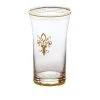 Abigails Fleur De Lis 11 oz. Tumbler with Gold Trim - Set of 4 Cocktail Glasses