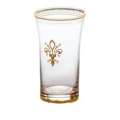 Abigails Fleur De Lis 11 oz. Tumbler with Gold Trim - Set of 4 Cocktail Glasses