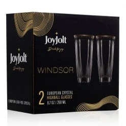 JoyJolt Windsor 8.7 oz. Gold Rim Crystal Highball Glasses, Set of 2 – Elegant Cocktail Drinkware -Drinkware Shop clear gold joyjolt highball glasses jwi10145 76 1000