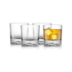 JoyJolt Radiant 10 oz. Mountain Clear Lead-Free Crystal Double Old Fashioned Whiskey Glasses (Set of 4)