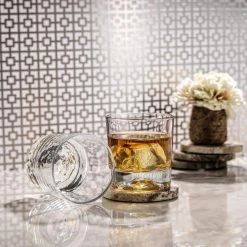 JoyJolt Radiant 10 oz. Mountain Clear Lead-Free Crystal Double Old Fashioned Whiskey Glasses (Set of 4) -Drinkware Shop clear gold joyjolt whiskey glasses jc102129 fa 1000